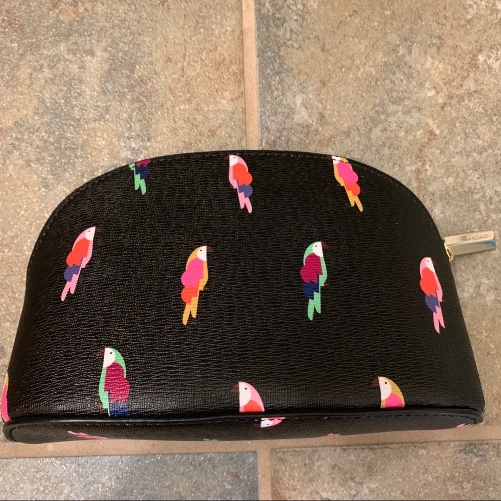 KATE SPADE MEDIUM DOME COSMETIC FLOCK PARTY BLACK - Picture 3 of 6